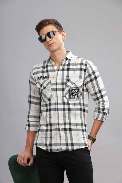 Green and Black Checkered Casual Shirt