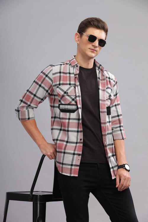 Pink and Black Checkered Casual Shirt