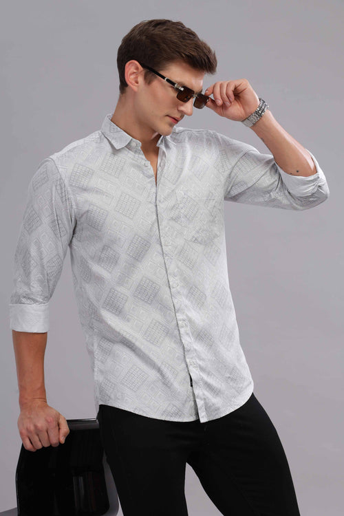 Light Grey with Diamond Geometric Grace Print Shirt