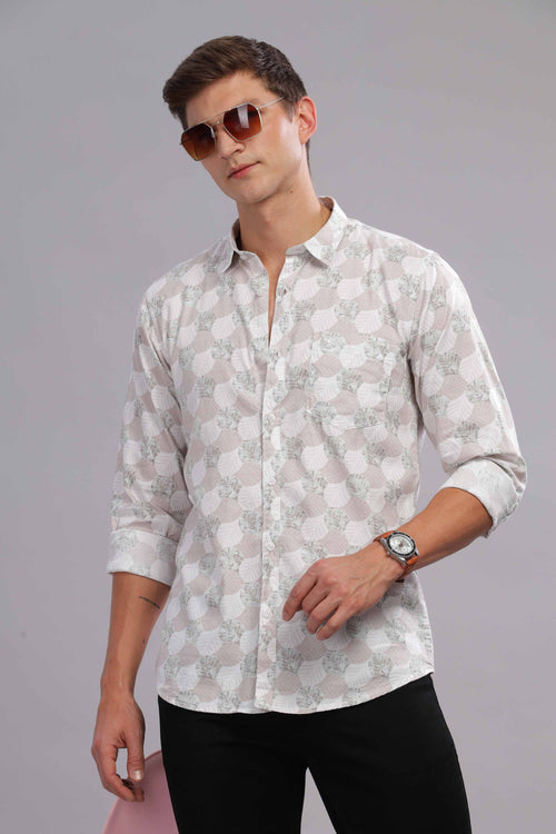 Soft Pink and White with Shell Coastal Breeze Patterns Shirt