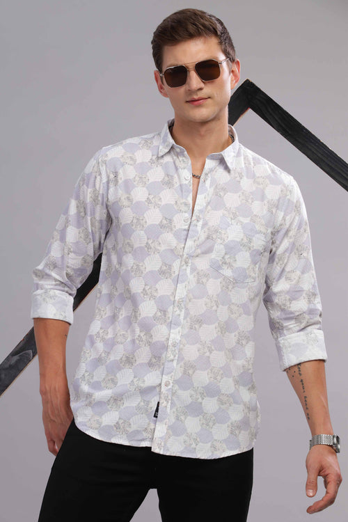 Soft Lilac and White with Shell Patterns Shirt