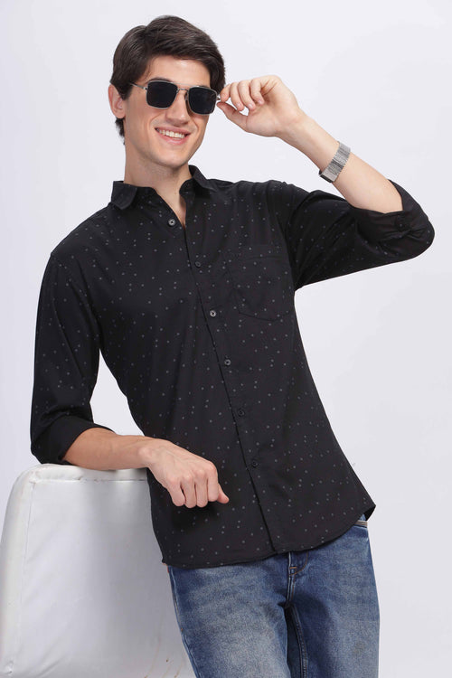 Midnight Black Dot Print Shirt