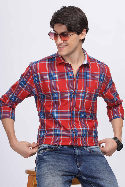 Dynamic Red Plaid Shirt