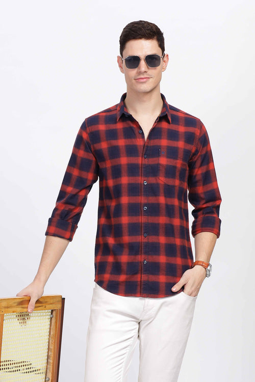 Stylish Red and Navy Plaid Shirt