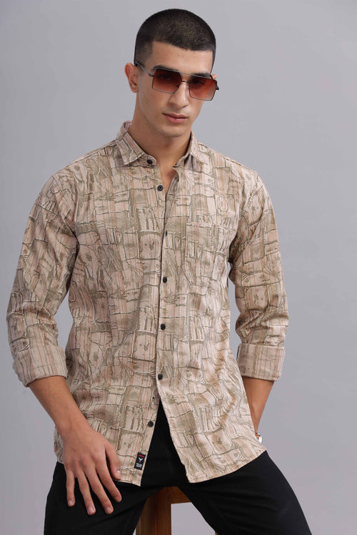 Urban Beige Texture Print Shirt