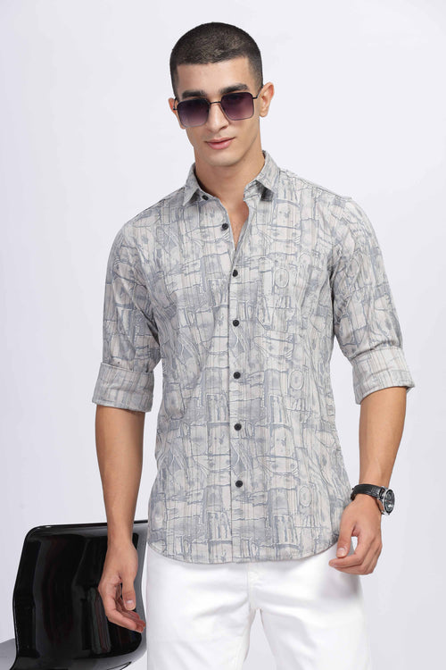 Urban Grey Texture Print Shirt